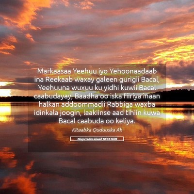 Picture 05 - Boqorradii Labaad 10:23 SOM - Markaasaa Yeehuu iyo Yehoonaadaab ina Reekaab - Bible Verse Picture