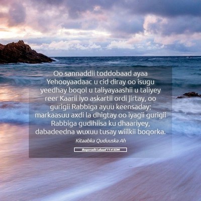 Picture 05 - Boqorradii Labaad 11:4 SOM - Oo sannaddii toddobaad ayaa Yehooyaadaac u cid - Bible Verse Picture