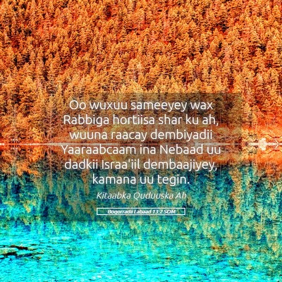 Picture 05 - Boqorradii Labaad 13:2 SOM - Oo wuxuu sameeyey wax Rabbiga hortiisa shar ku - Bible Verse Picture
