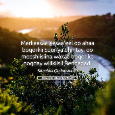 Picture 05 - Boqorradii Labaad 13:24 SOM - Markaasaa Xasaa'eel oo ahaa boqorkii Suuriya - Bible Verse Picture