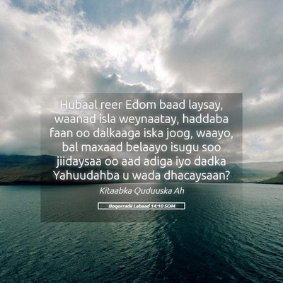 Picture 05 - Boqorradii Labaad 14:10 SOM - Hubaal reer Edom baad laysay, waanad isla - Bible Verse Picture