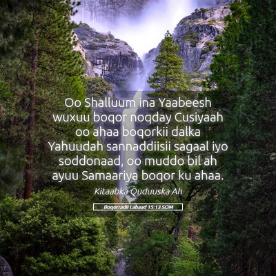 Picture 05 - Boqorradii Labaad 15:13 SOM - Oo Shalluum ina Yaabeesh wuxuu boqor noqday - Bible Verse Picture