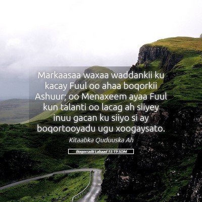 Picture 05 - Boqorradii Labaad 15:19 SOM - Markaasaa waxaa waddankii ku kacay Fuul oo ahaa - Bible Verse Picture