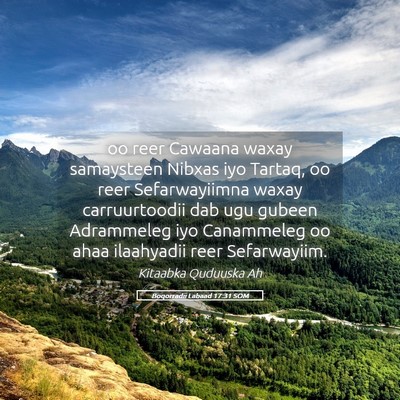 Picture 05 - Boqorradii Labaad 17:31 SOM - oo reer Cawaana waxay samaysteen Nibxas iyo - Bible Verse Picture