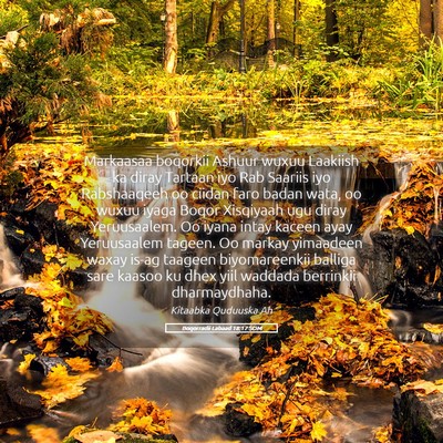 Picture 05 - Boqorradii Labaad 18:17 SOM - Markaasaa boqorkii Ashuur wuxuu Laakiish ka diray - Bible Verse Picture