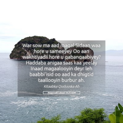 Picture 05 - Boqorradii Labaad 19:25 SOM - War sow ma aad maqal Sidaan waa hore u sameeyey - Bible Verse Picture