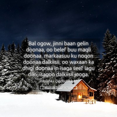 Picture 05 - Boqorradii Labaad 19:7 SOM - Bal ogow, jinni baan gelin doonaa, oo belef buu - Bible Verse Picture