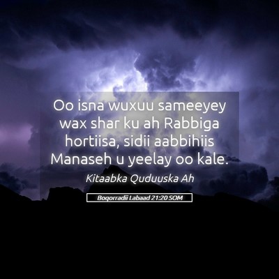 Picture 05 - Boqorradii Labaad 21:20 SOM - Oo isna wuxuu sameeyey wax shar ku ah Rabbiga - Bible Verse Picture