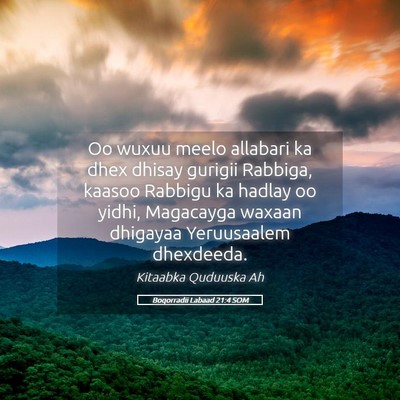 Picture 05 - Boqorradii Labaad 21:4 SOM - Oo wuxuu meelo allabari ka dhex dhisay gurigii - Bible Verse Picture