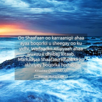 Picture 05 - Boqorradii Labaad 22:10 SOM - Oo Shaafaan oo karraanigii ahaa ayaa boqorkii u - Bible Verse Picture