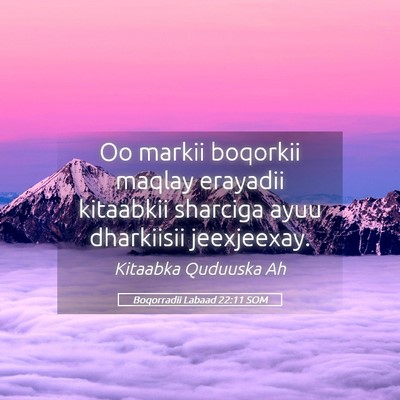 Picture 05 - Boqorradii Labaad 22:11 SOM - Oo markii boqorkii maqlay erayadii kitaabkii - Bible Verse Picture