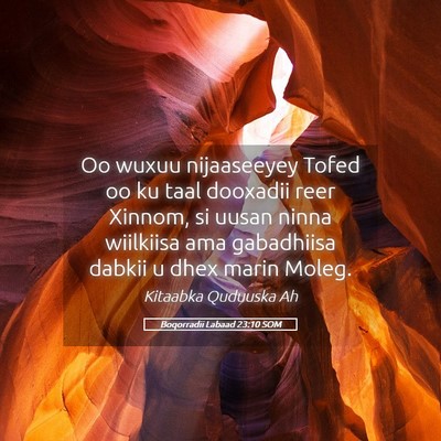 Picture 05 - Boqorradii Labaad 23:10 SOM - Oo wuxuu nijaaseeyey Tofed oo ku taal dooxadii - Bible Verse Picture
