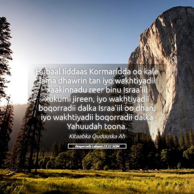 Picture 05 - Boqorradii Labaad 23:22 SOM - Hubaal Iiddaas Kormaridda oo kale lama dhawrin - Bible Verse Picture