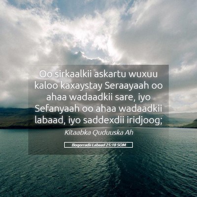 Picture 05 - Boqorradii Labaad 25:18 SOM - Oo sirkaalkii askartu wuxuu kaloo kaxaystay - Bible Verse Picture