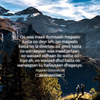 Picture 05 - Boqorradii Labaad 3:19 SOM - Oo waa inaad dumisaan magaalo kasta oo deyr leh, - Bible Verse Picture