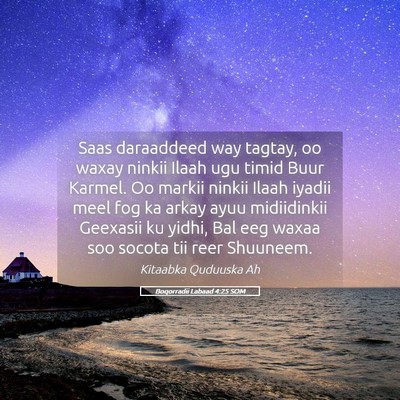 Picture 05 - Boqorradii Labaad 4:25 SOM - Saas daraaddeed way tagtay, oo waxay ninkii Ilaah - Bible Verse Picture