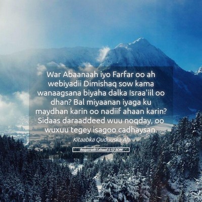 Picture 05 - Boqorradii Labaad 5:12 SOM - War Abaanaah iyo Farfar oo ah webiyadii Dimishaq - Bible Verse Picture