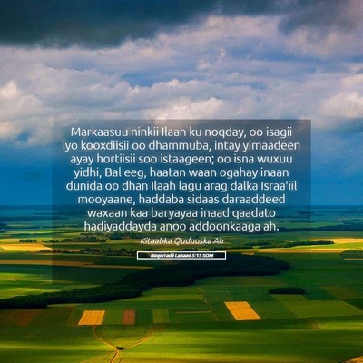 Picture 05 - Boqorradii Labaad 5:15 SOM - Markaasuu ninkii Ilaah ku noqday, oo isagii iyo - Bible Verse Picture