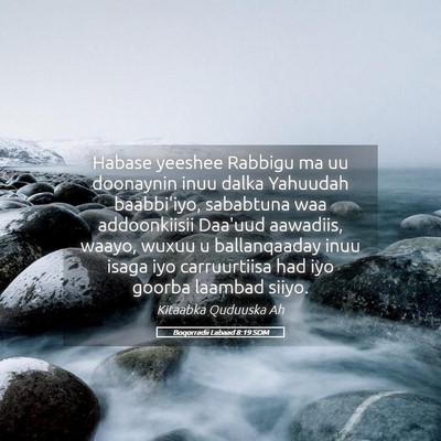 Picture 05 - Boqorradii Labaad 8:19 SOM - Habase yeeshee Rabbigu ma uu doonaynin inuu dalka - Bible Verse Picture