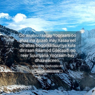 Picture 05 - Boqorradii Labaad 8:28 SOM - Oo wuxuu raacay Yooraam oo ahaa ina Axaab inay - Bible Verse Picture