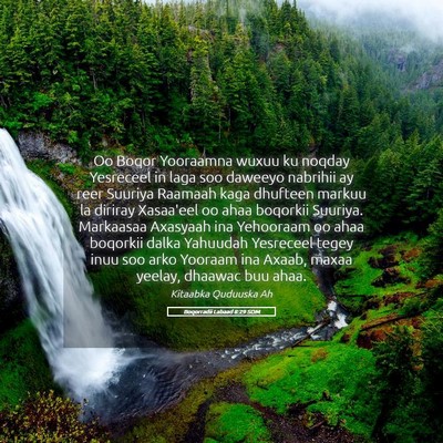 Picture 05 - Boqorradii Labaad 8:29 SOM - Oo Boqor Yooraamna wuxuu ku noqday Yesreceel in - Bible Verse Picture
