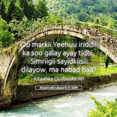 Picture 05 - Boqorradii Labaad 9:31 SOM - Oo markii Yeehuu iriddii ka soo galay ayay tidhi, - Bible Verse Picture