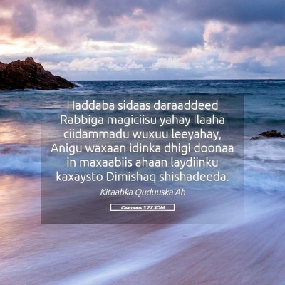 Picture 05 - Caamoos 5:27 SOM - Haddaba sidaas daraaddeed Rabbiga magiciisu yahay - Bible Verse Picture
