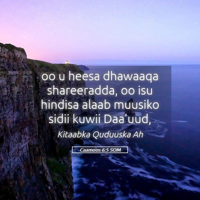 Picture 05 - Caamoos 6:5 SOM - oo u heesa dhawaaqa shareeradda, oo isu hindisa - Bible Verse Picture