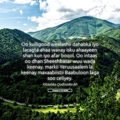 Picture 05 - Cesraa 1:11 SOM - Oo kulligood weelashii dahabka iyo lacagta ahaa - Bible Verse Picture