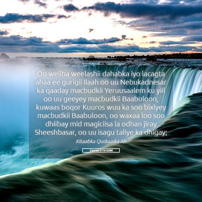Picture 05 - Cesraa 5:14 SOM - Oo weliba weelashii dahabka iyo lacagta ahaa ee - Bible Verse Picture