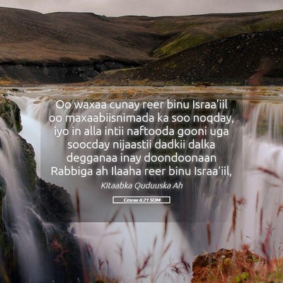 Picture 05 - Cesraa 6:21 SOM - Oo waxaa cunay reer binu Israa'iil oo - Bible Verse Picture