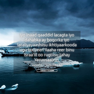Picture 05 - Cesraa 7:15 SOM - iyo inaad qaaddid lacagta iyo dahabka ay boqorka - Bible Verse Picture