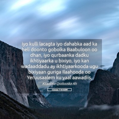 Picture 05 - Cesraa 7:16 SOM - iyo kulli lacagta iyo dahabka aad ka heli doonto - Bible Verse Picture