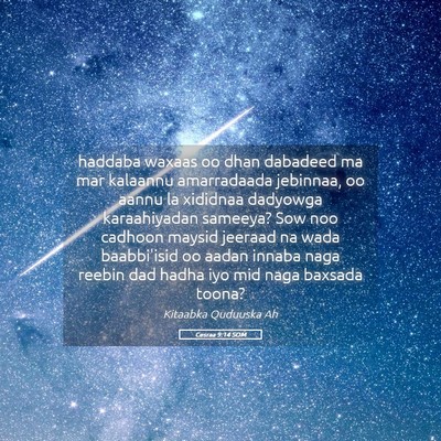 Picture 05 - Cesraa 9:14 SOM - haddaba waxaas oo dhan dabadeed ma mar kalaannu - Bible Verse Picture