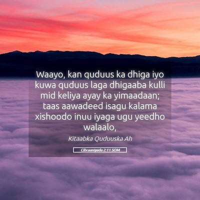 Picture 05 - Cibraaniyada 2:11 SOM - Waayo, kan quduus ka dhiga iyo kuwa quduus laga - Bible Verse Picture