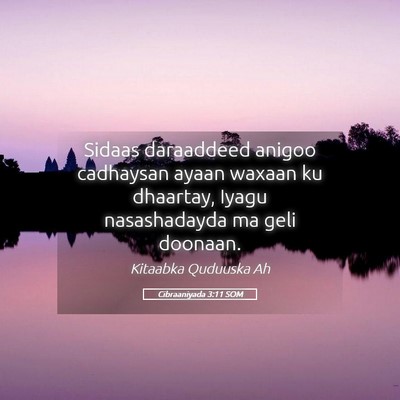 Picture 05 - Cibraaniyada 3:11 SOM - Sidaas daraaddeed anigoo cadhaysan ayaan waxaan - Bible Verse Picture