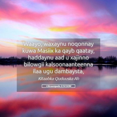 Picture 05 - Cibraaniyada 3:14 SOM - Waayo, waxaynu noqonnay kuwa Masiix ka qayb - Bible Verse Picture