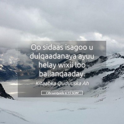Picture 05 - Cibraaniyada 6:15 SOM - Oo sidaas isagoo u dulqaadanaya ayuu helay wixii - Bible Verse Picture