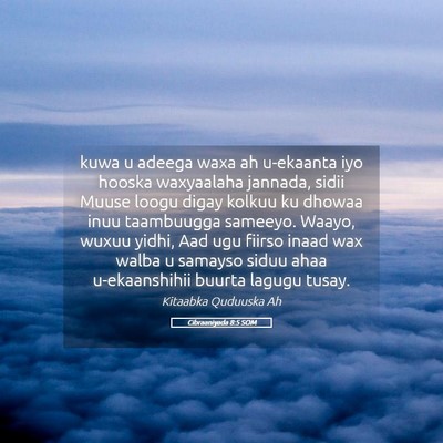 Picture 05 - Cibraaniyada 8:5 SOM - kuwa u adeega waxa ah u-ekaanta iyo hooska - Bible Verse Picture