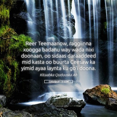 Picture 05 - Cobadyaah 1:9 SOM - Reer Teemaanow, raggiinna xoogga badanu way wada - Bible Verse Picture