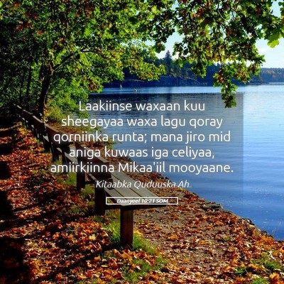 Picture 05 - Daanyeel 10:21 SOM - Laakiinse waxaan kuu sheegayaa waxa lagu qoray - Bible Verse Picture