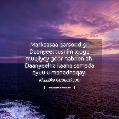 Picture 05 - Daanyeel 2:19 SOM - Markaasaa qarsoodigii Daanyeel tusniin loogu - Bible Verse Picture