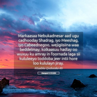 Picture 05 - Daanyeel 3:19 SOM - Markaasaa Nebukadnesar aad ugu cadhooday Shadrag, - Bible Verse Picture
