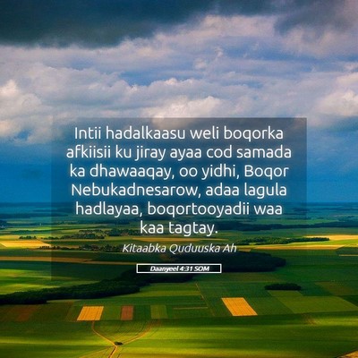 Picture 05 - Daanyeel 4:31 SOM - Intii hadalkaasu weli boqorka afkiisii ku jiray - Bible Verse Picture