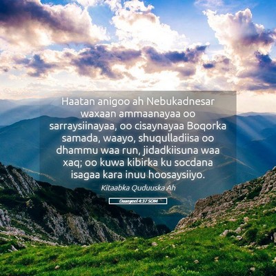 Picture 05 - Daanyeel 4:37 SOM - Haatan anigoo ah Nebukadnesar waxaan ammaanayaa - Bible Verse Picture