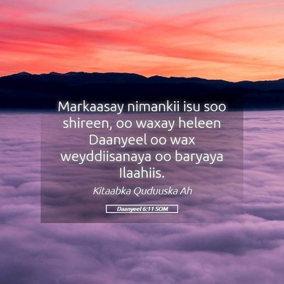 Picture 05 - Daanyeel 6:11 SOM - Markaasay nimankii isu soo shireen, oo waxay - Bible Verse Picture