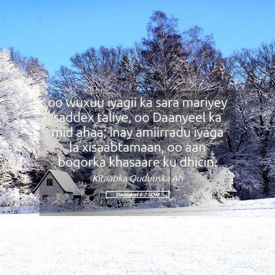 Picture 05 - Daanyeel 6:2 SOM - oo wuxuu iyagii ka sara mariyey saddex taliye, oo - Bible Verse Picture