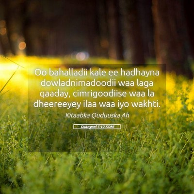 Picture 05 - Daanyeel 7:12 SOM - Oo bahalladii kale ee hadhayna dowladnimadoodii - Bible Verse Picture