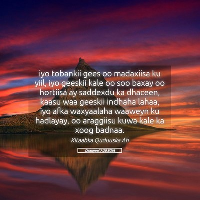 Picture 05 - Daanyeel 7:20 SOM - iyo tobankii gees oo madaxiisa ku yiil, iyo - Bible Verse Picture