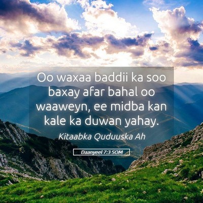Picture 05 - Daanyeel 7:3 SOM - Oo waxaa baddii ka soo baxay afar bahal oo - Bible Verse Picture